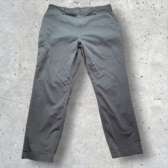 Duluth Trading Chino Pants Mens Gray Flat Front Straight Leg Work Sz 40x34 - Picture 2 of 8